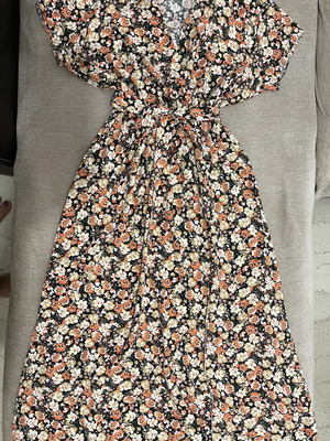 Boho Ditsy Floral Wrap Maxi Dress, multicolor