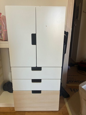 IKEA Stuva double wardrobes like new, white with wood drawers