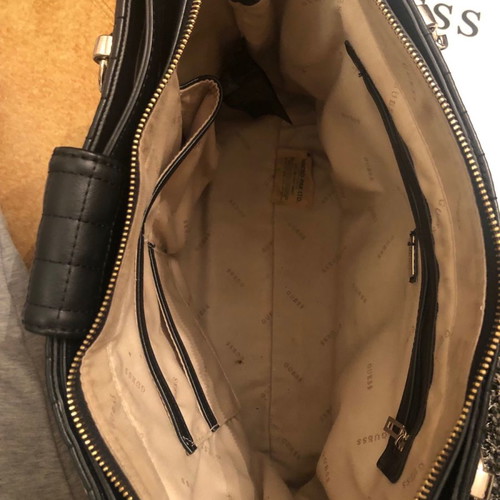 Guess black leather quilted shoulder bag used