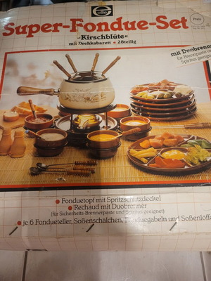 Vintage σετ σερβιρίσματος Super Fondue Set Kirschblute καινούργιο