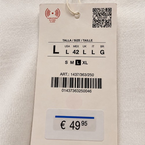 Zara white unisex hoodie sweatshirt, size L