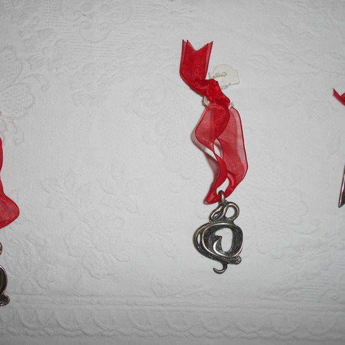 Christmas ornaments set of six metal silver-plated