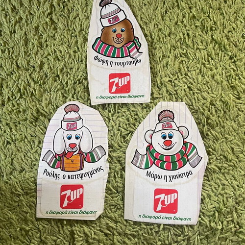 Vintage 7up stickers used, pack of 5 pieces