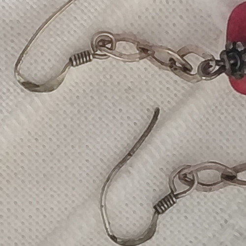 Handmade 925 Silver Earrings with Natural Red Coral