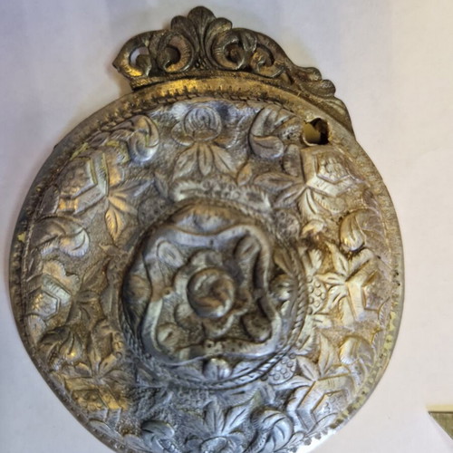 Vintage half belt buckle hand carved high grade silver used