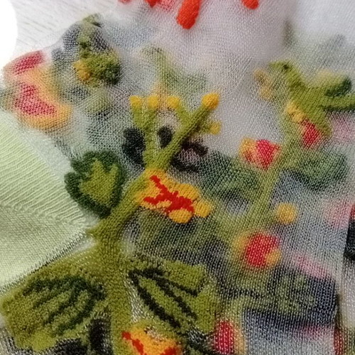 Embroidered socks with white transparency, 2 pairs, new one size