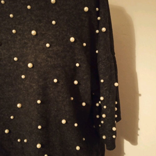 ZARA blouse gray with pearls used, 3/4 sleeve