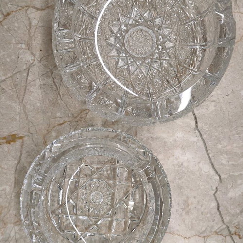 Handmade Bohemian Crystal Ashtrays like new, set of 2 pieces