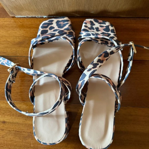 Leopard print sandals new, beige and brown, sizes 38.5-39