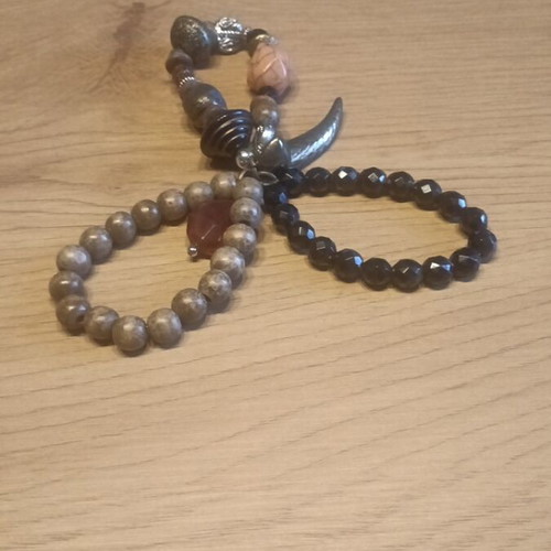 Triple handmade bracelet new, black and beige