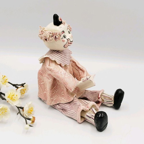 Italian ceramic clown like new, handmade unique art