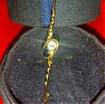  Χρυσή vintage καρφίτσα 14κ 1930 με ζαφείρια navy blue και λευκό