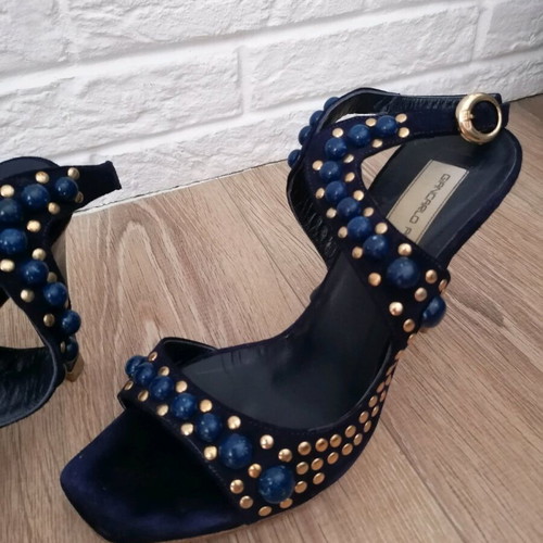 Giancarlo Paoli sandals used, high heels blue with stones