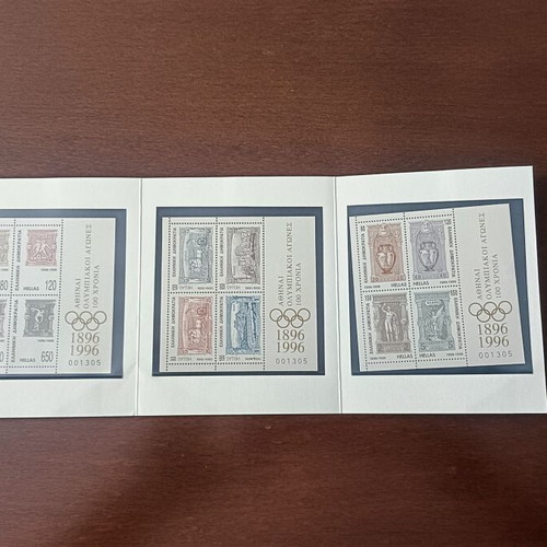 Greek stamps 1996 Olympic Games 100 years commemorative set