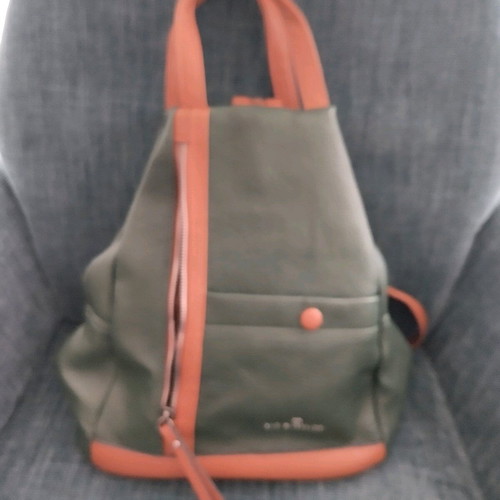 Baci & Abbracci green shoulder crossbody backpack bag with brown details like new