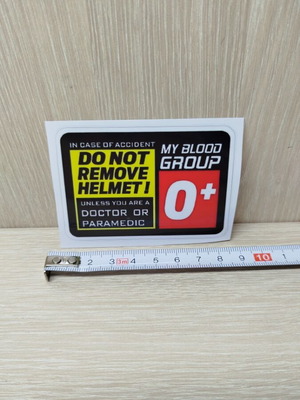 Blood Group Helmet Sticker new, vinyl