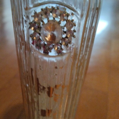 Vintage luxury glass carved candleholder set from 1950 like new