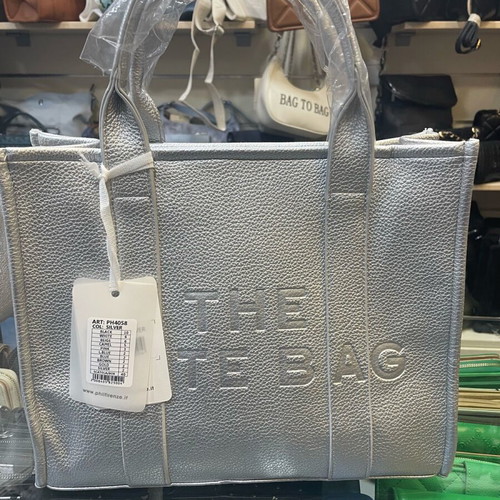 Silver large bag new with prints and detachable strap
