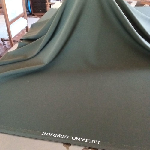 Luciano Soprani 100% wool fabric new, dark warm green