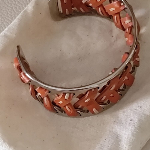 Tod's leather and metal cuff bracelet like new, orange