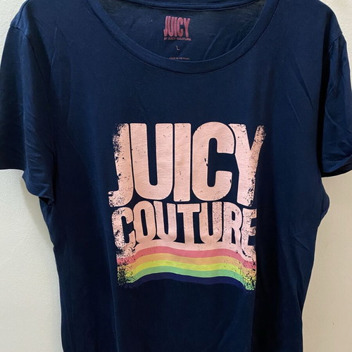 Juicy Couture T-shirt size L, dark blue with vintage pink logo