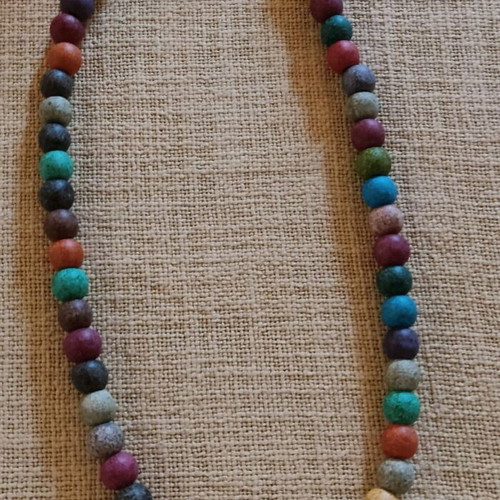 Handmade long necklace with ceramic beads like new, colorful