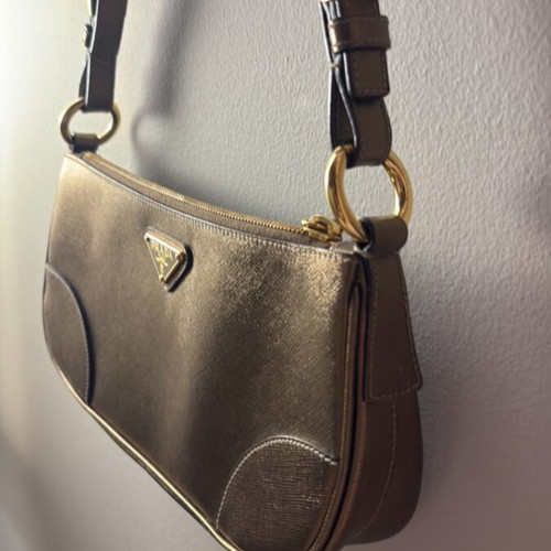 Prada Gold Saffiano shoulder bag new, gold