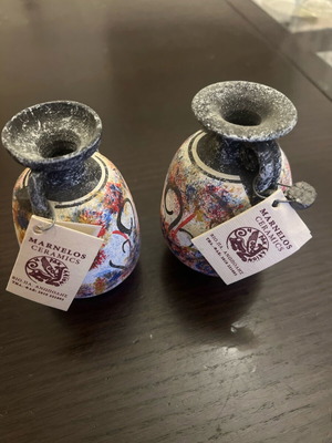 Pair of handmade ceramic vases amphorae Marnelos Ceramics like new