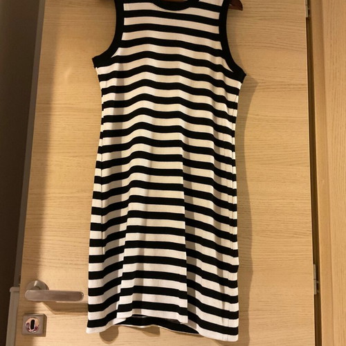 C&A Sleeveless Black and White Striped Dress New, Size L