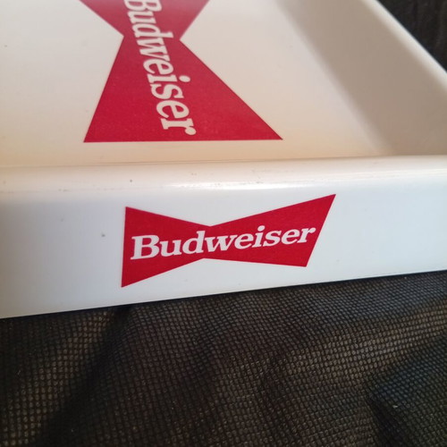 Budweiser ashtray used vintage melamine square 18x18 cm