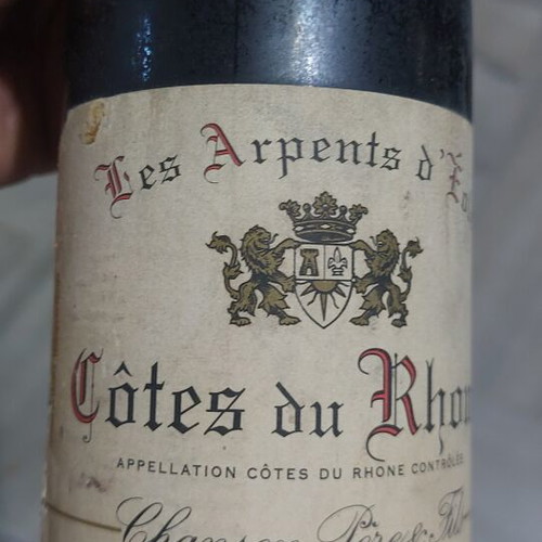 Côtes du Rhône 1997 wine bottle, sealed