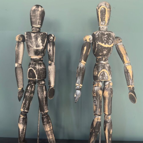 Handmade set of 2 mannequin figures hand-painted vintage style like new