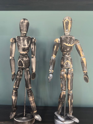 Handmade set of 2 mannequin figures hand-painted vintage style like new