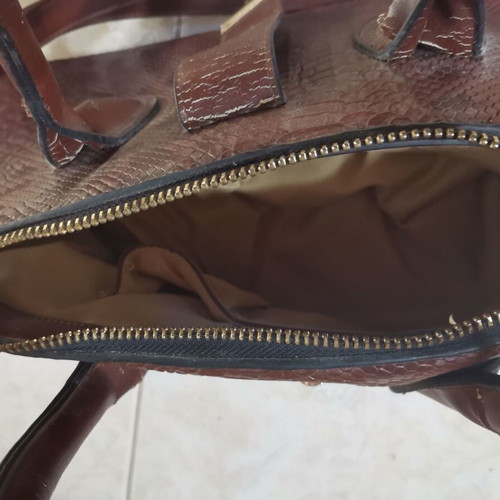 Women's handbag used, brown with beige interior