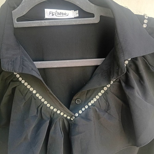 Evening shirt with rhinestones like new, black, size L
