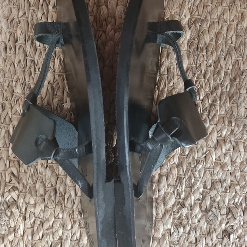 Leather Classic Greek Sandals black size 38 new, handmade