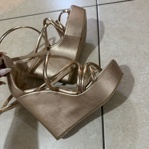 Tsakiris Mallas platform sandals, size 39, pink gold