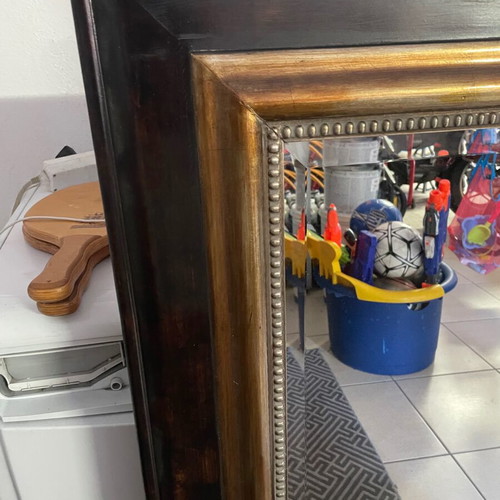 Mirror large dark brown with gold frame like new