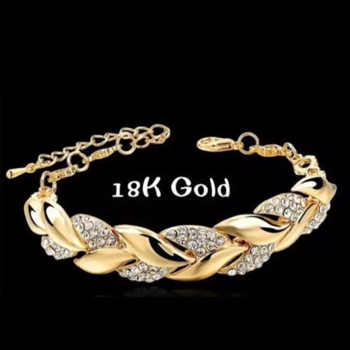 Wheat Class Bracelet new, luxury gold plated with Austrian crystals