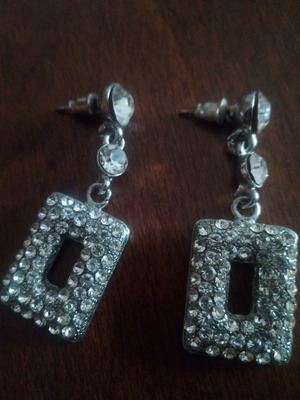 Square dangle earrings with rhinestones used