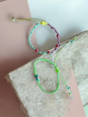 Handmade macrame bracelet with beads or plain, set of 8
