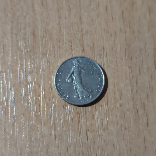 Collectible 1/2 Franc French coin 1976 used, nickel