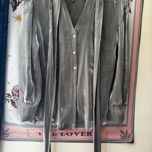 Zara Silver Shiny Shirt Like New, Size Small