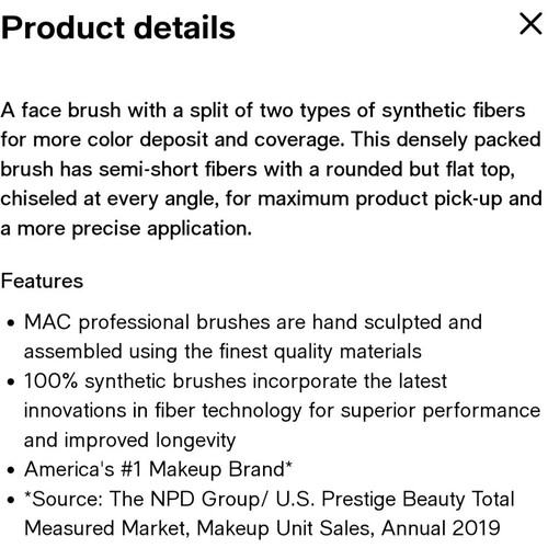 Mac 125s makeup brush new, large face brush