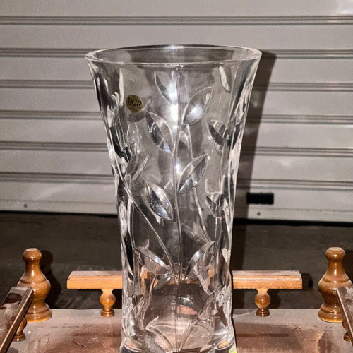 RCR Royal Crystal Rock Laurus lead crystal vase used, 30 cm Italy