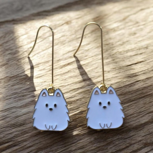 Earrings with Dog Design new, gold-colored steel