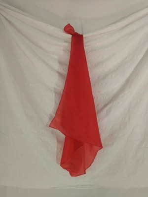 Square red semi-transparent scarf like new
