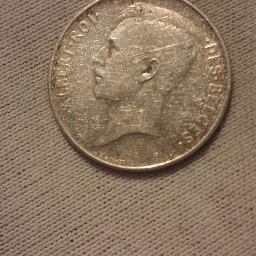 Silver Belgian Franc 1914 used, 835⁰ silver coin