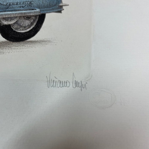 Vespa chalcography like new, Italian artist, 33.5x40.2cm