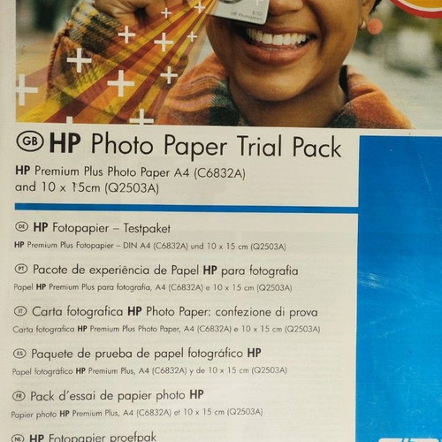 HP Photo Papers Original packs in excellent condition, sizes A4+10x15 Glossy, Matt & Iron